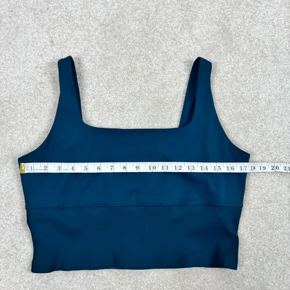 TravisMathew MoveKnit Sports Bra‎ Reflecting Pond Blue Square Neck Ribbed XL NWT